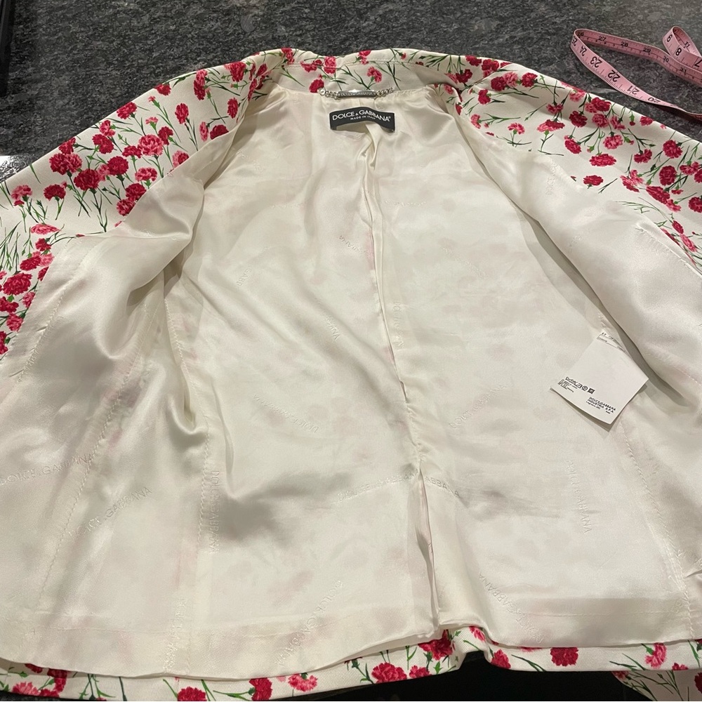 Vintage Dolce & Gabbana Blazer Floral Carnation Rose Size 42 - Picture 3 of 12